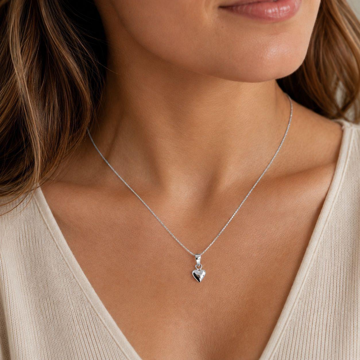 Collar Corazón Minimalista Plata Ley 925-4