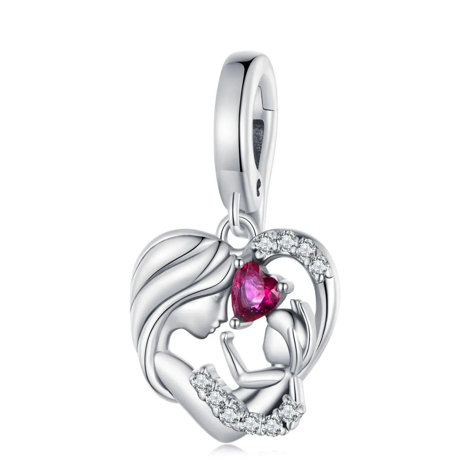 Charm Mama Con Bebe en Plata 925 -0