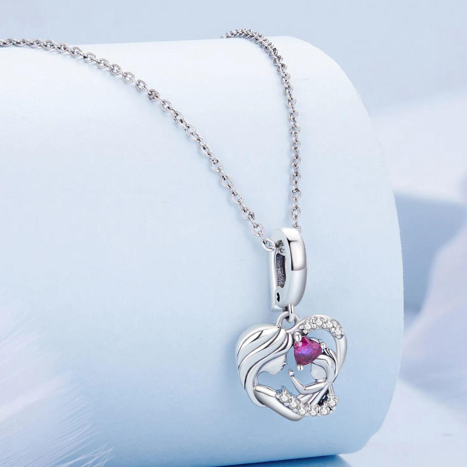 Charm Mama Con Bebe en Plata 925 -2
