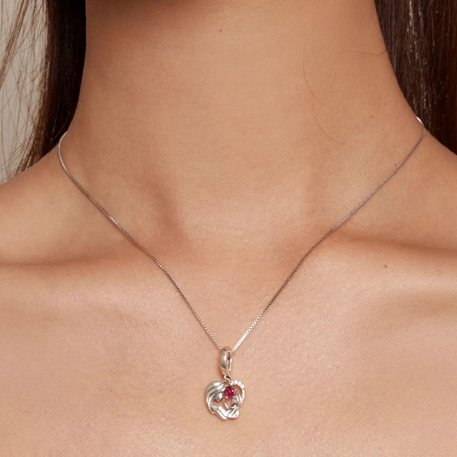 Charm Mama Con Bebe en Plata 925 -4