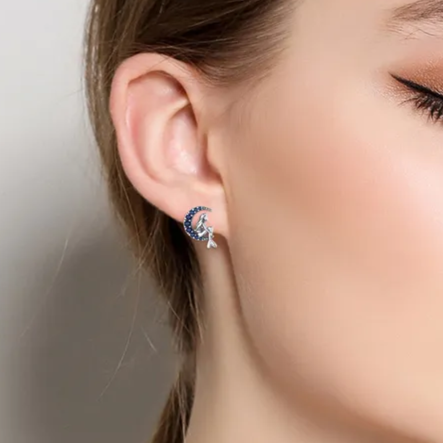 Aros de Hada sentada en Luna Plata 925 -3