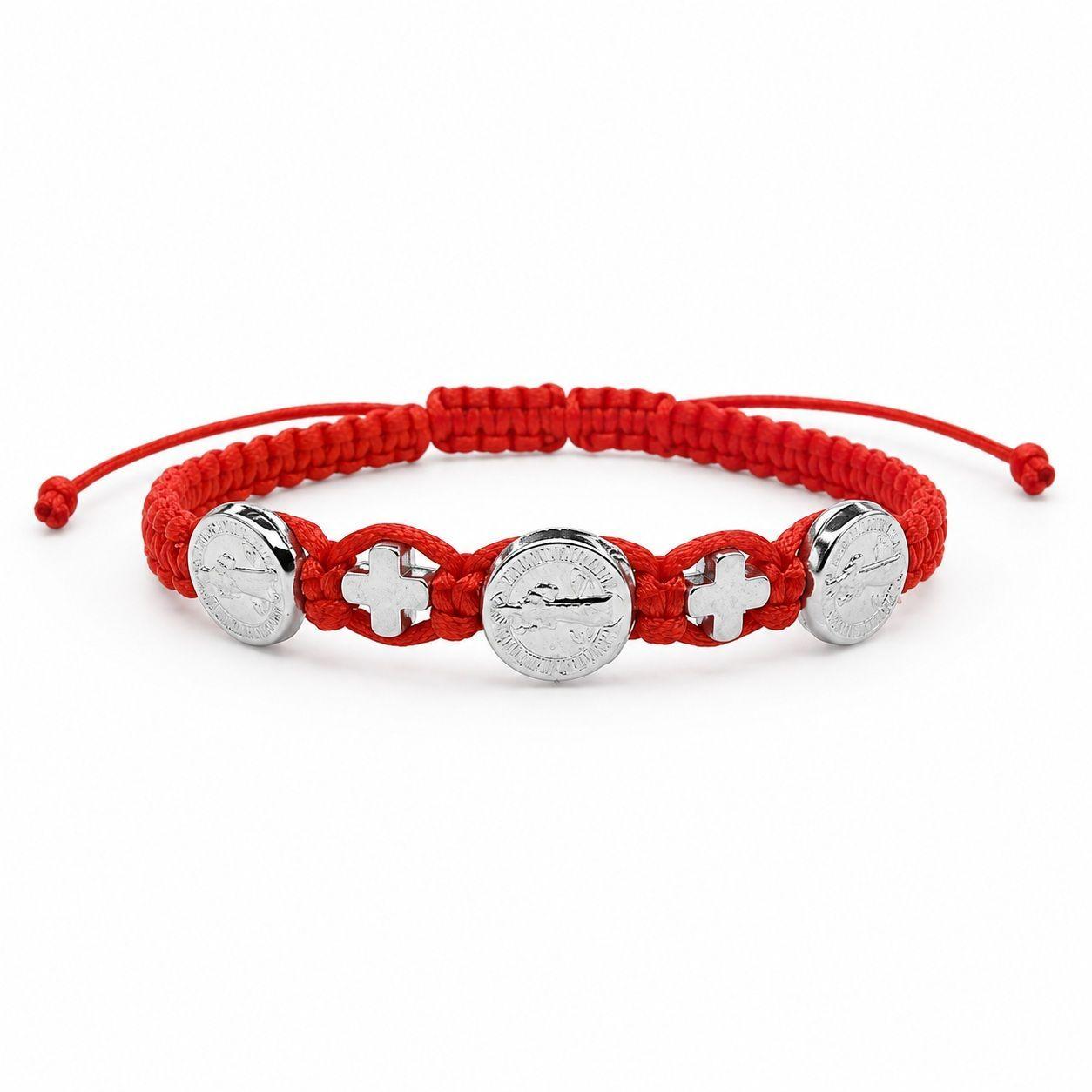 Pulsera Hilo Rojo San Benito Cruz Protección-0