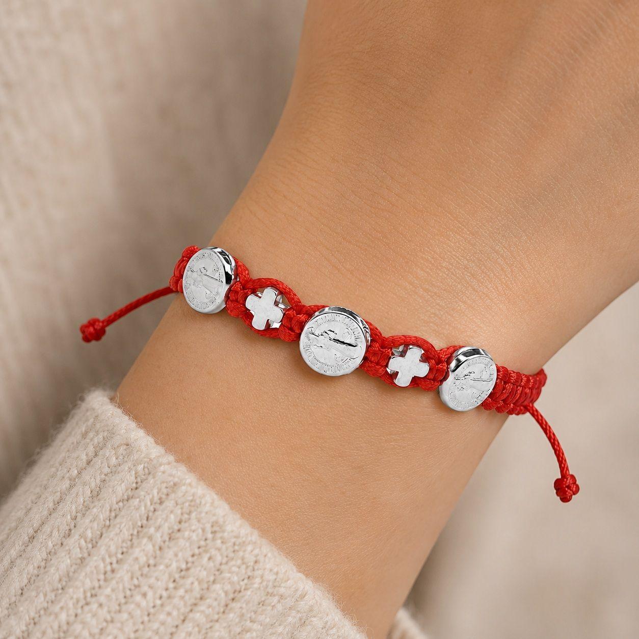 Pulsera Hilo Rojo San Benito Cruz Protección-3