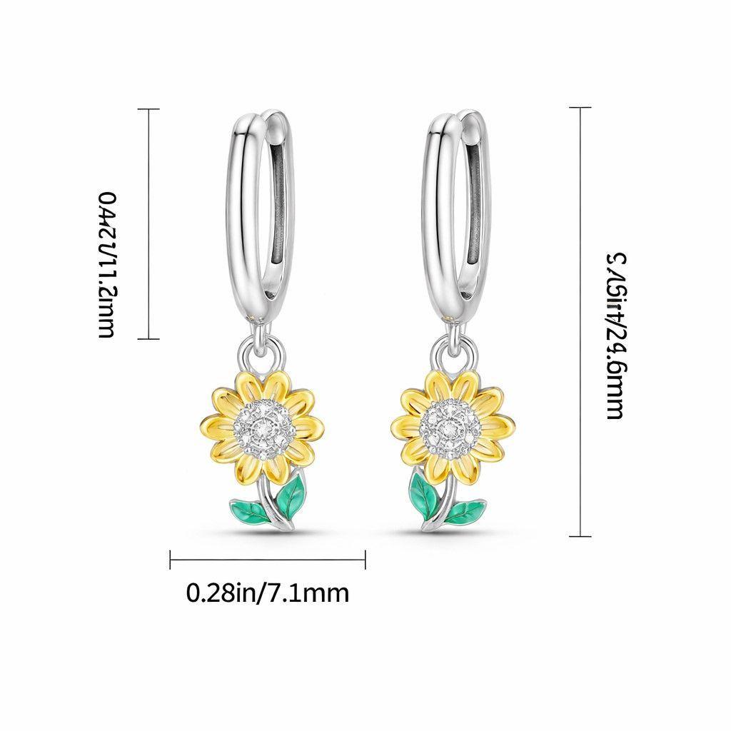 Aros Argolla Girasol Plata Ley 925  -2