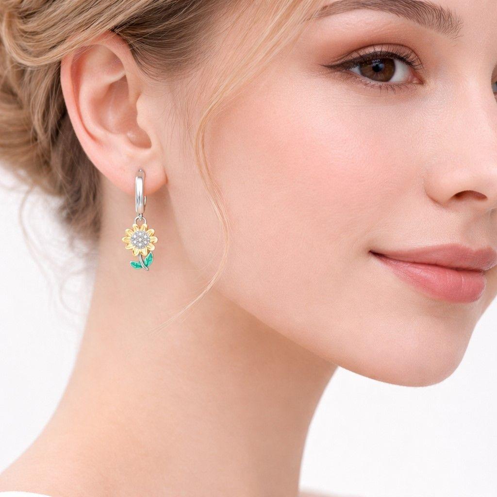 Aros Argolla Girasol Plata Ley 925  -3