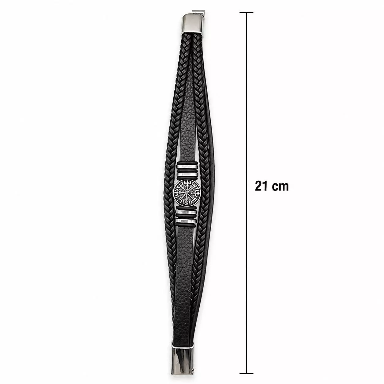 Pulsera Cuero Hombre Brújula Vikinga Nórdico Acero Inoxidable  -4