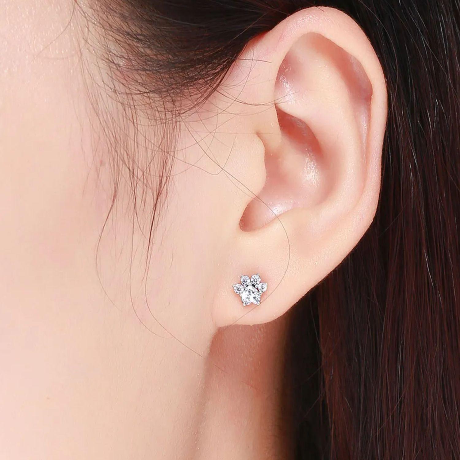 Aros Gato con Circón en Plata 925-3