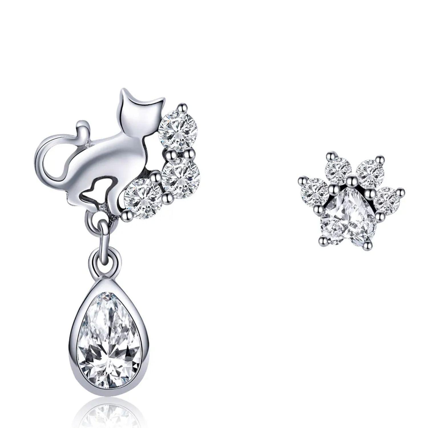 Aros Gato con Circón en Plata 925-0