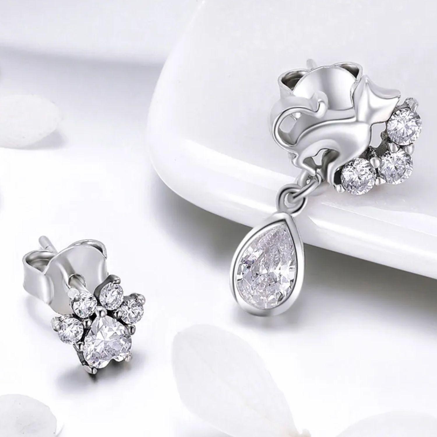 Aros Gato con Circón en Plata 925-1