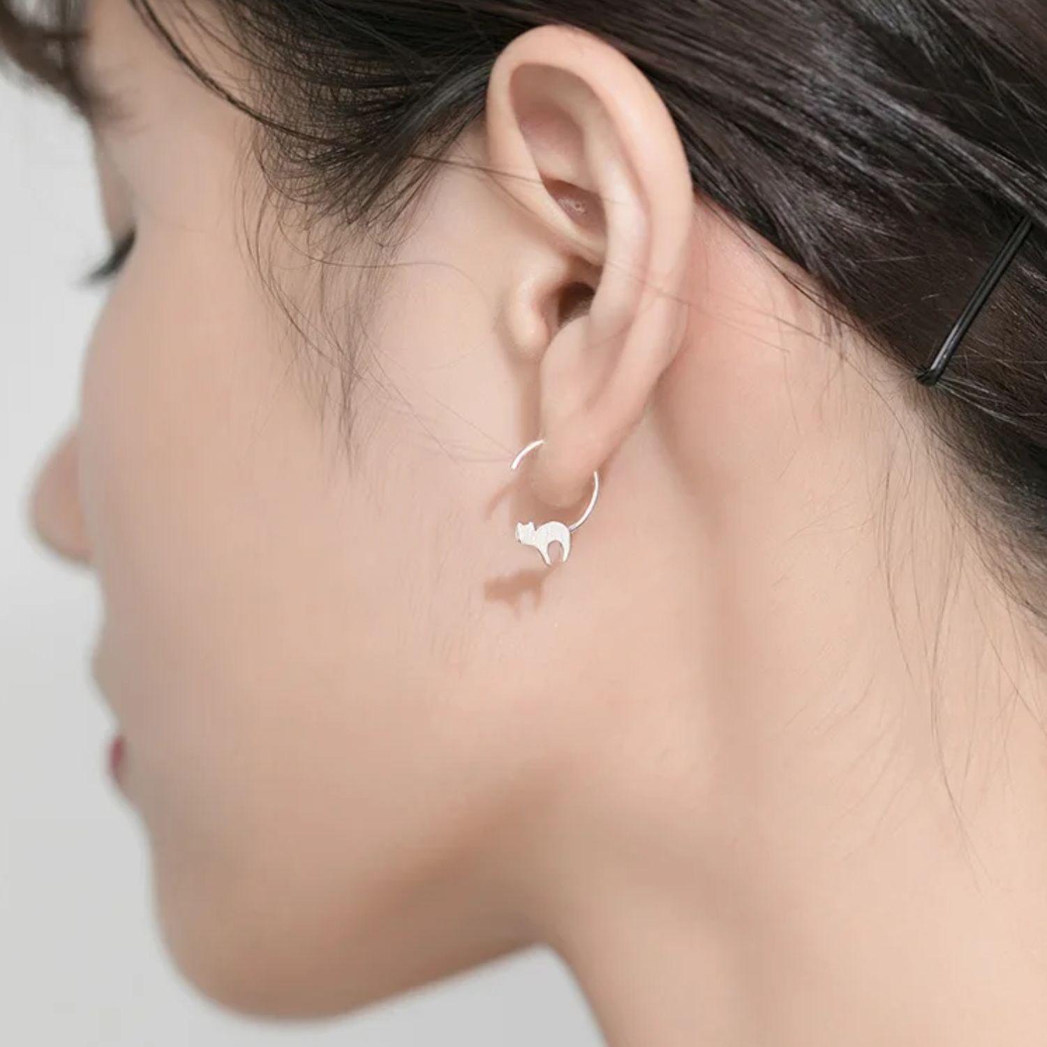 Aros Gato Colgantes en Plata 925 -2
