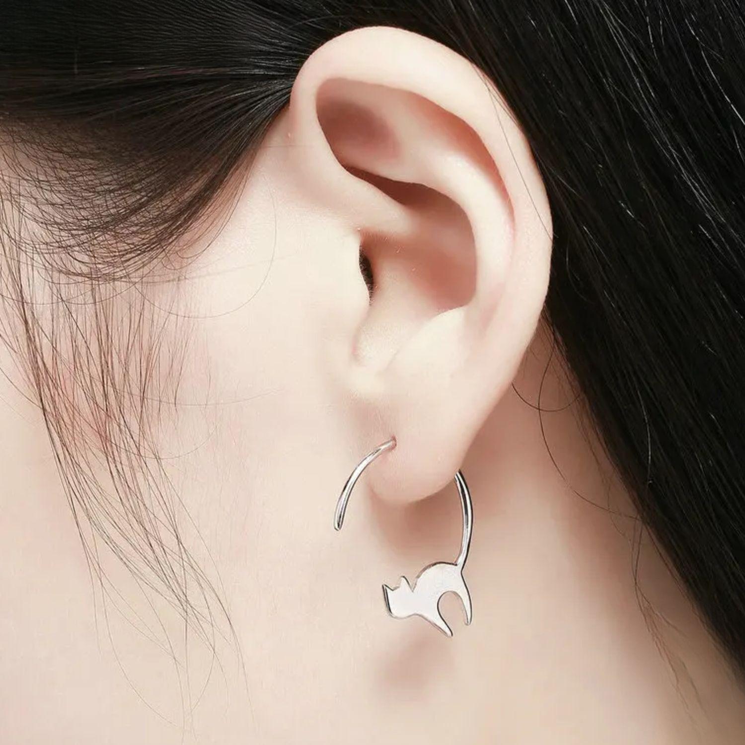Aros Gato Colgantes en Plata 925 -4