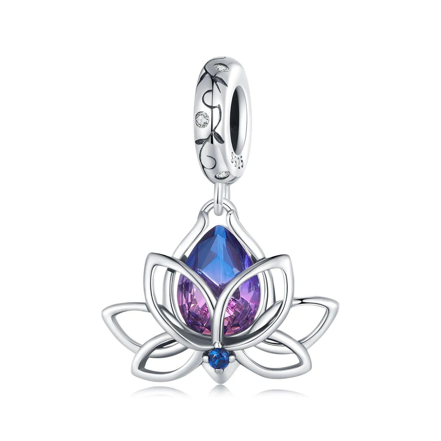 Charm Flor Morada con Cadena 50cm Plata 925-1