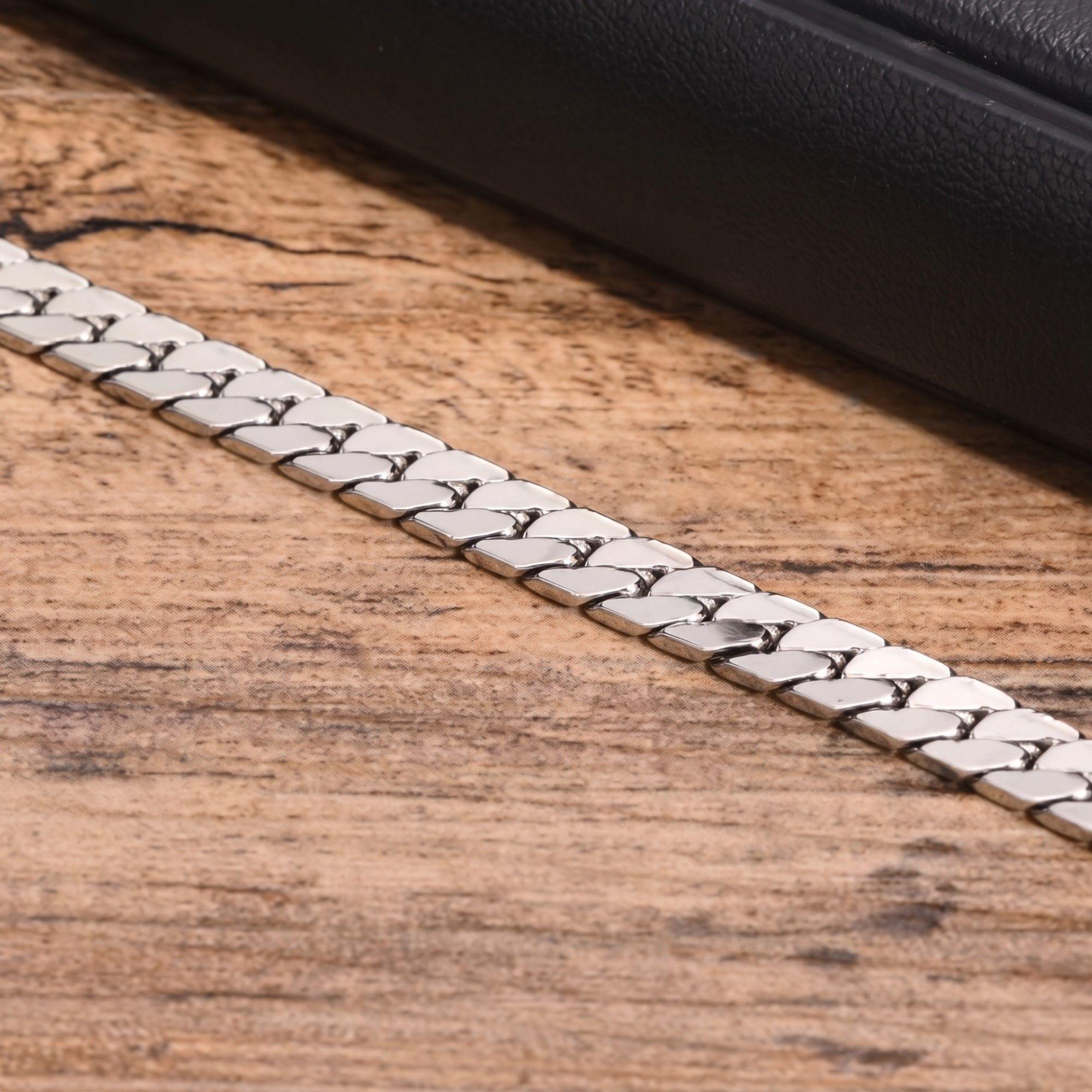 Pulsera Hombre Cubana Plana Acero Inoxidable-2