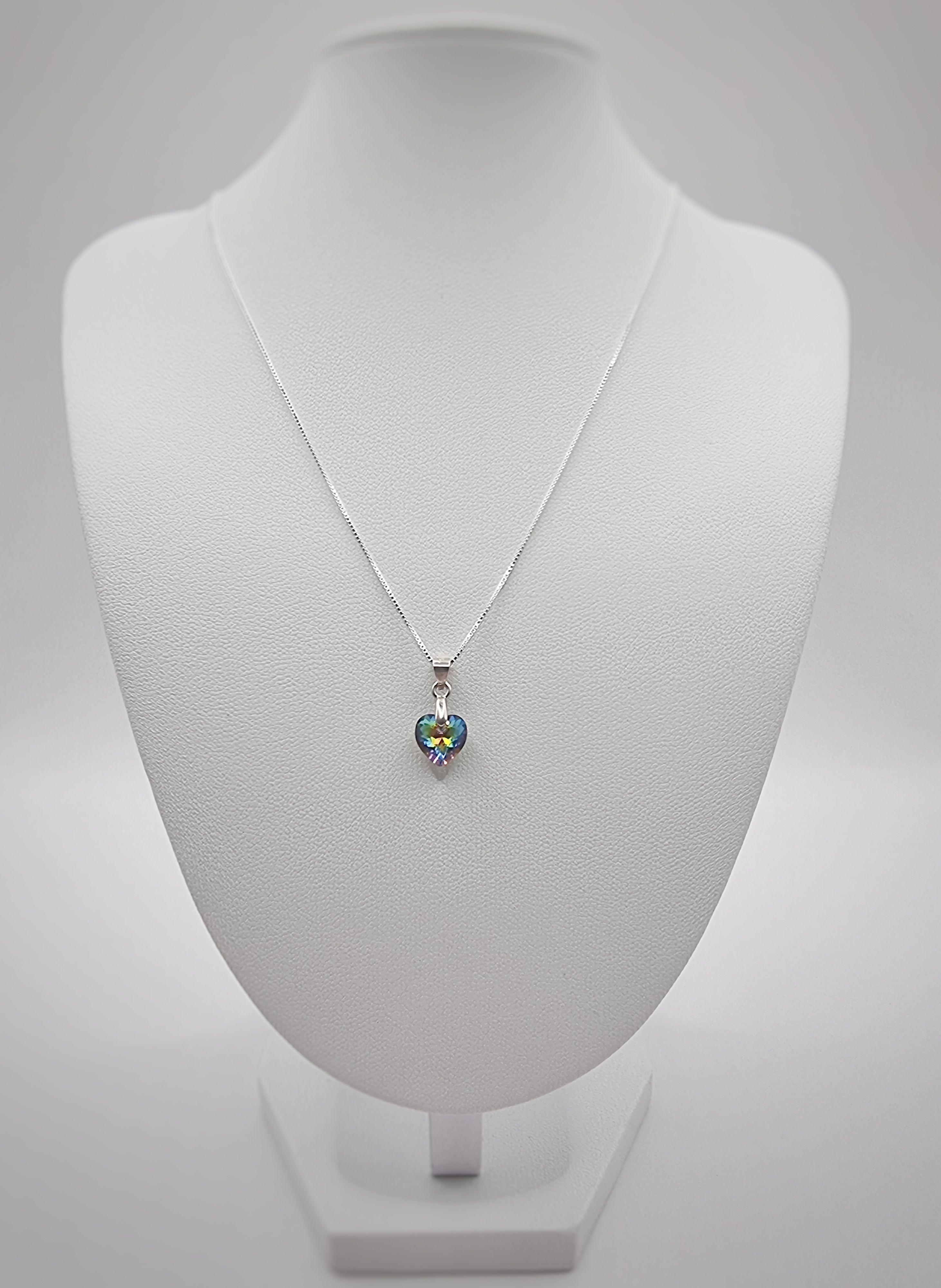 Conjunto Collar y Aros Con Cristal Austriaco tornasol en Plata 925 -3