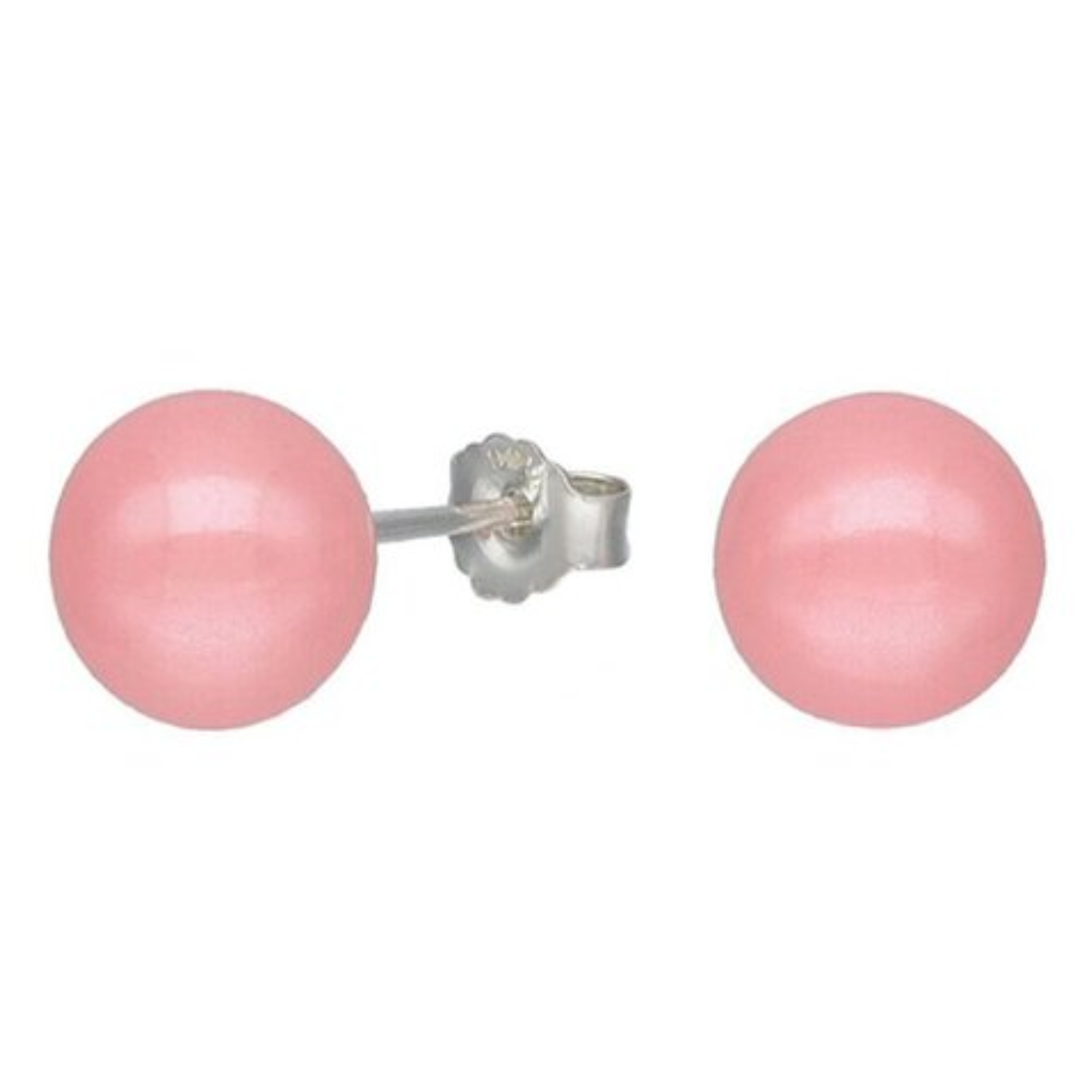 Aros con Perla Rosada 8 mm en Plata 925 -0