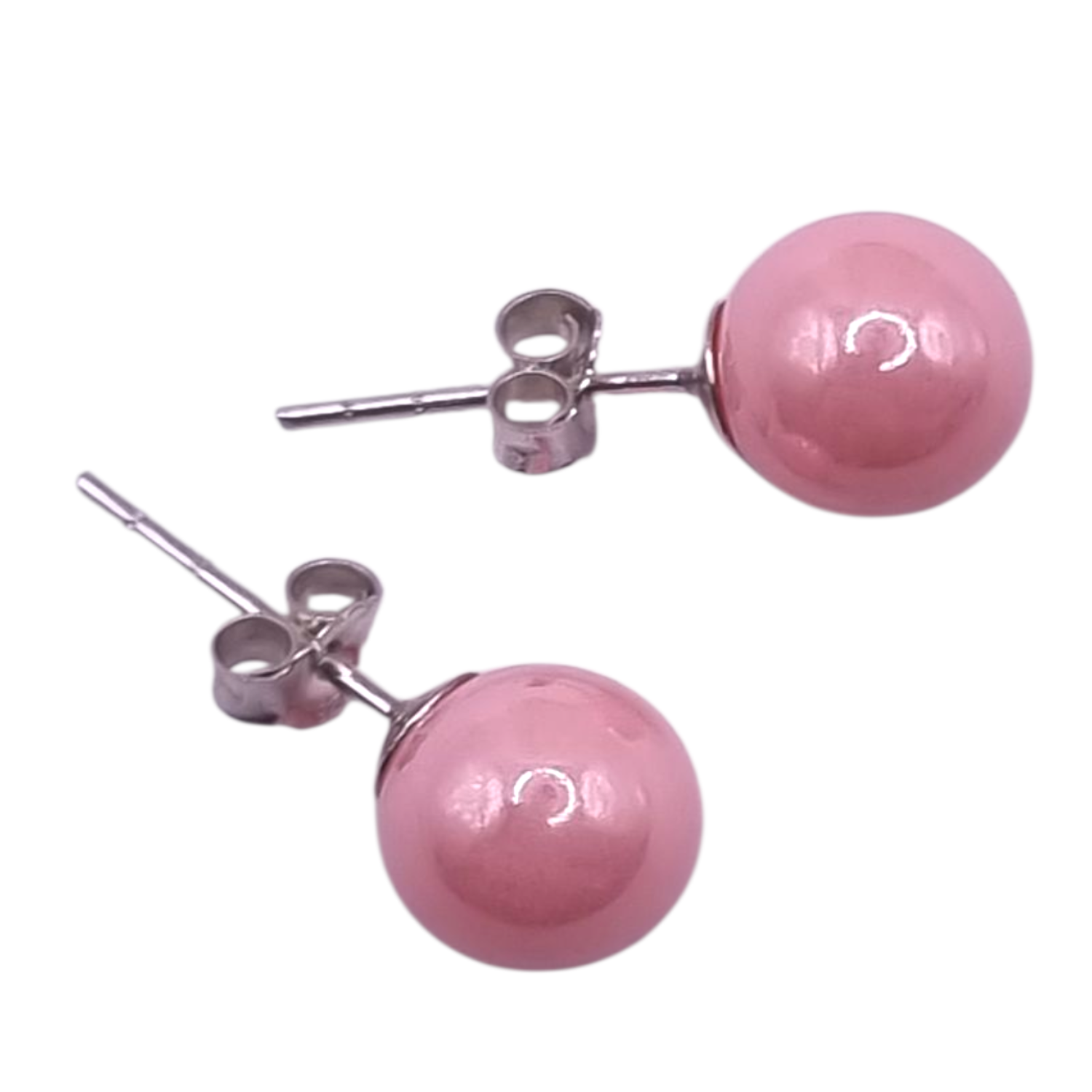 Aros con Perla Rosada 8 mm en Plata 925 -2