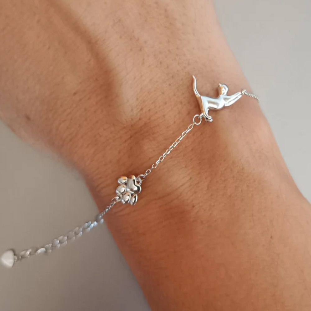 Pulsera Gatito Huellita Mascotas en Plata 925 -3