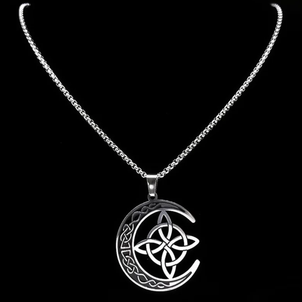 Collar Nudo de Brujas con Media Luna Acero Inoxidable -2