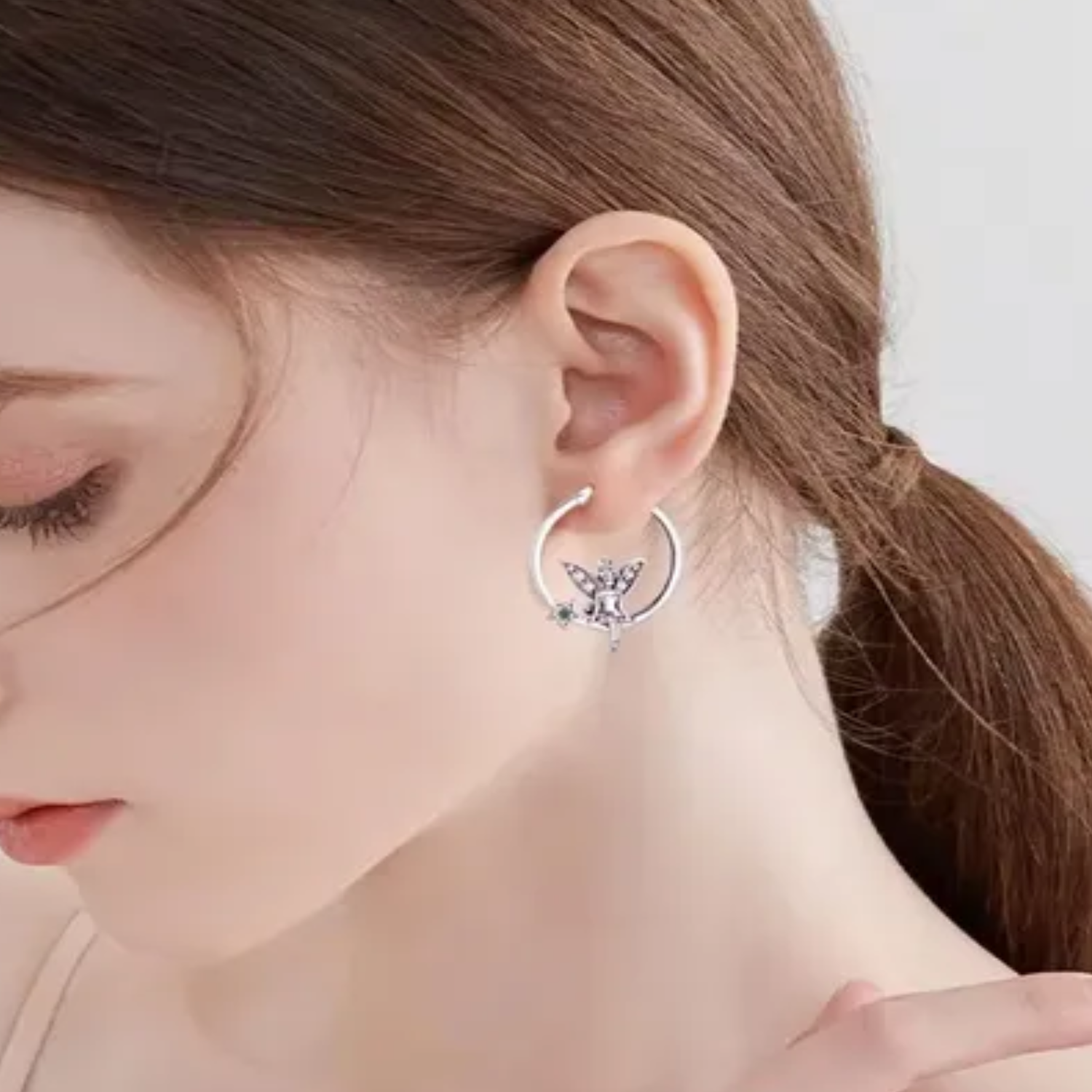 Aros Argollas Hada Circón en Plata 925 -3