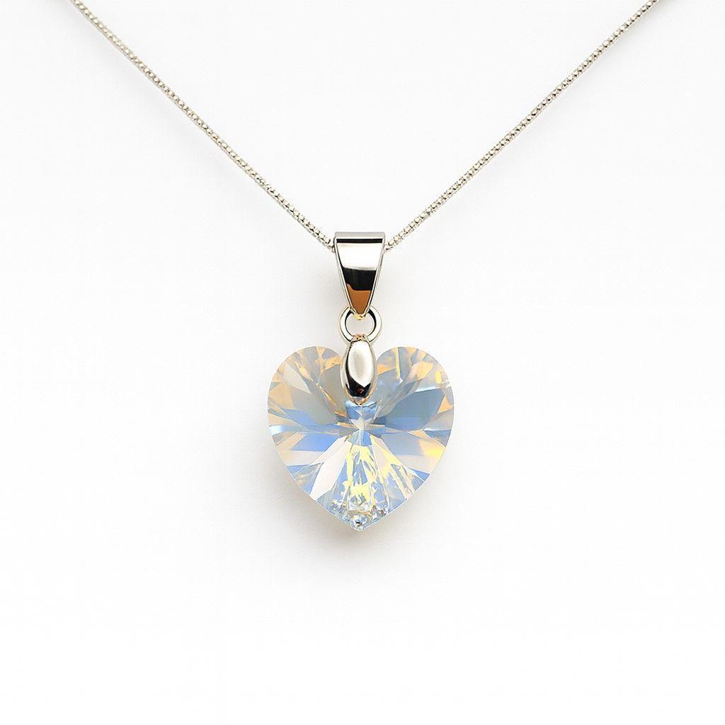 Collar Cristal Austriaco Aurora Boreal 14mm en Plata 925 -0