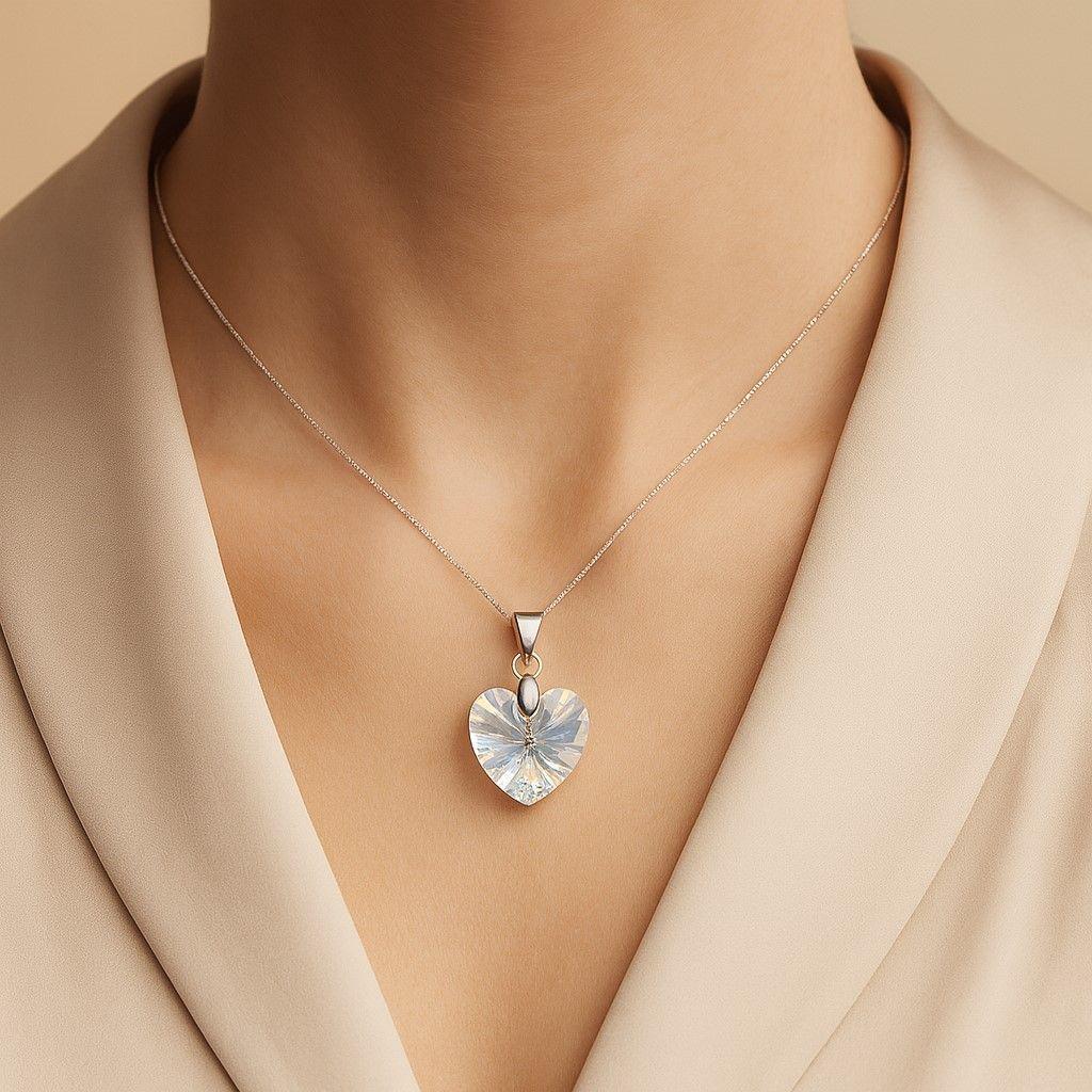 Collar Cristal Austriaco Aurora Boreal 14mm en Plata 925 -1