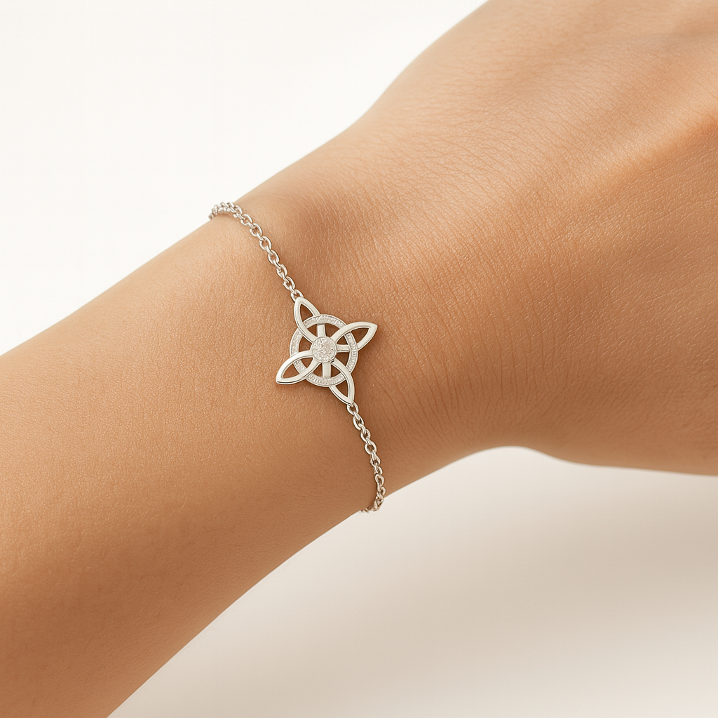 Pulsera Nudo de Bruja Circón en Plata 925 Elegante-2