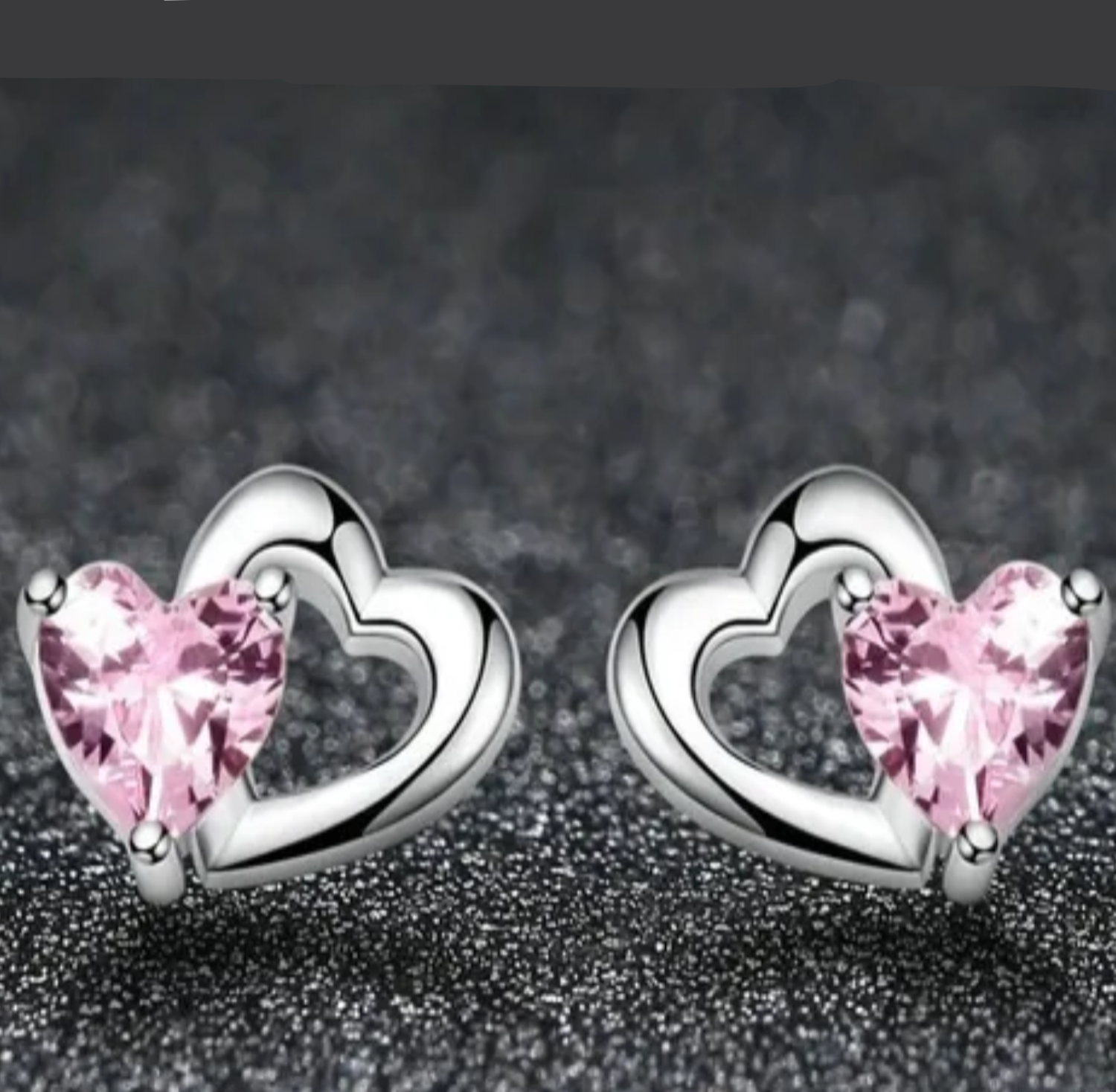 Aros Corazón Circón Rosa en Plata 925 -3