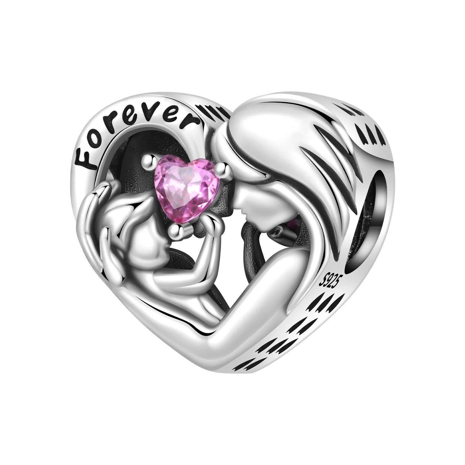 Charm Dije Mamá con Bebé Circón Rosa Plata 925-0
