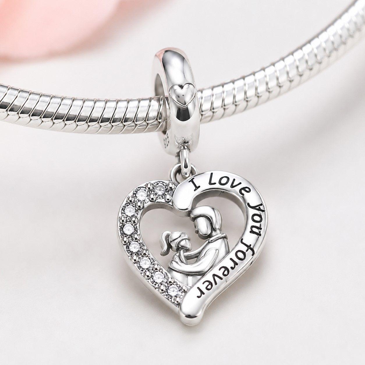 Charm Dije Amor Papa Con Hija Plata 925-3