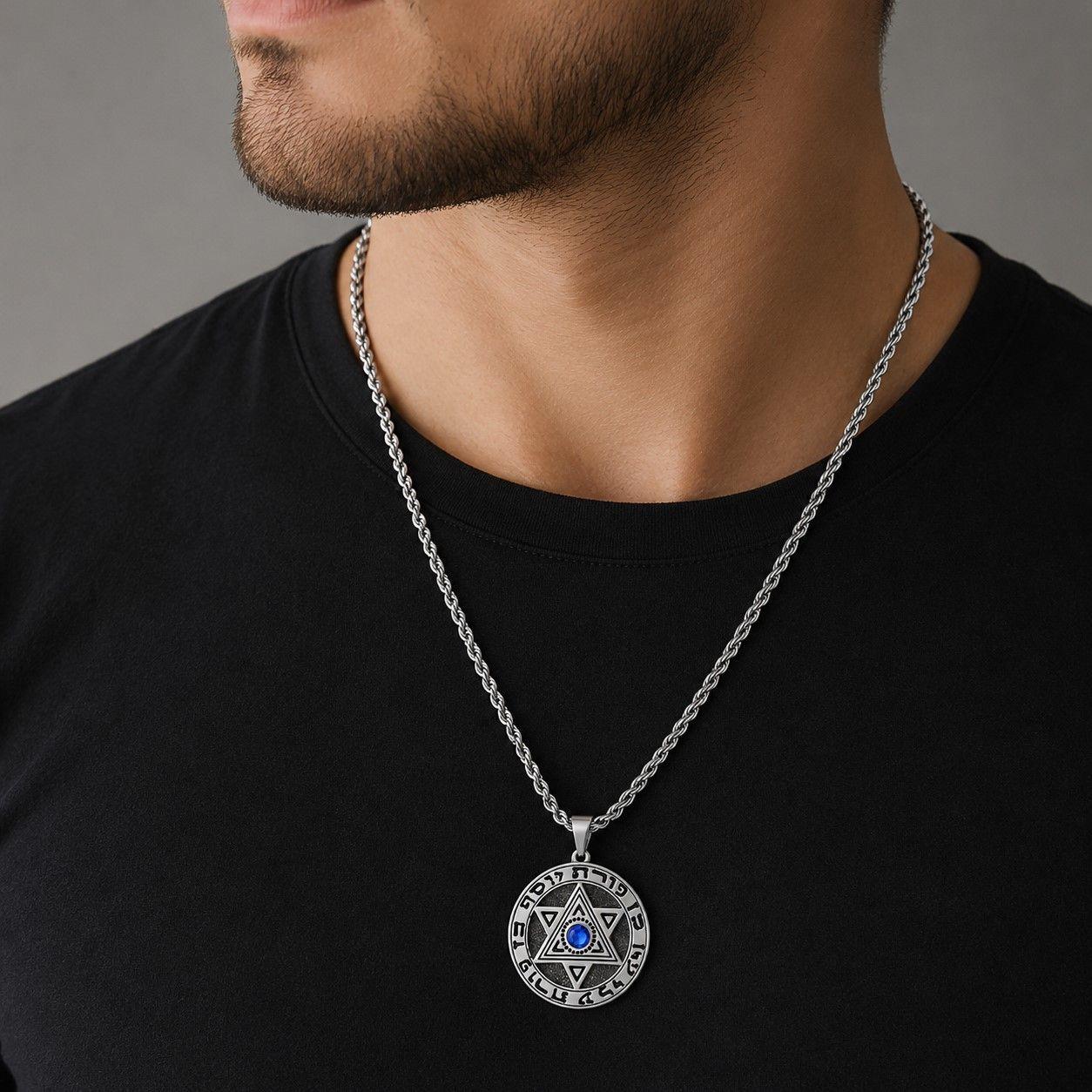 Collar Hombre Estrella de David Acero Inoxidable -2