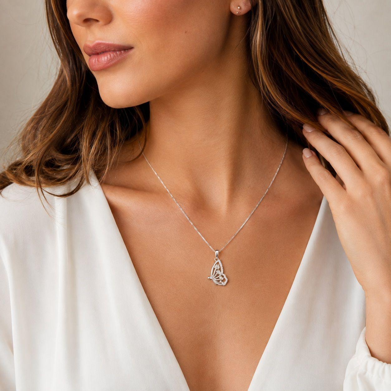 Collar Mariposa Circón Plata 925 -3