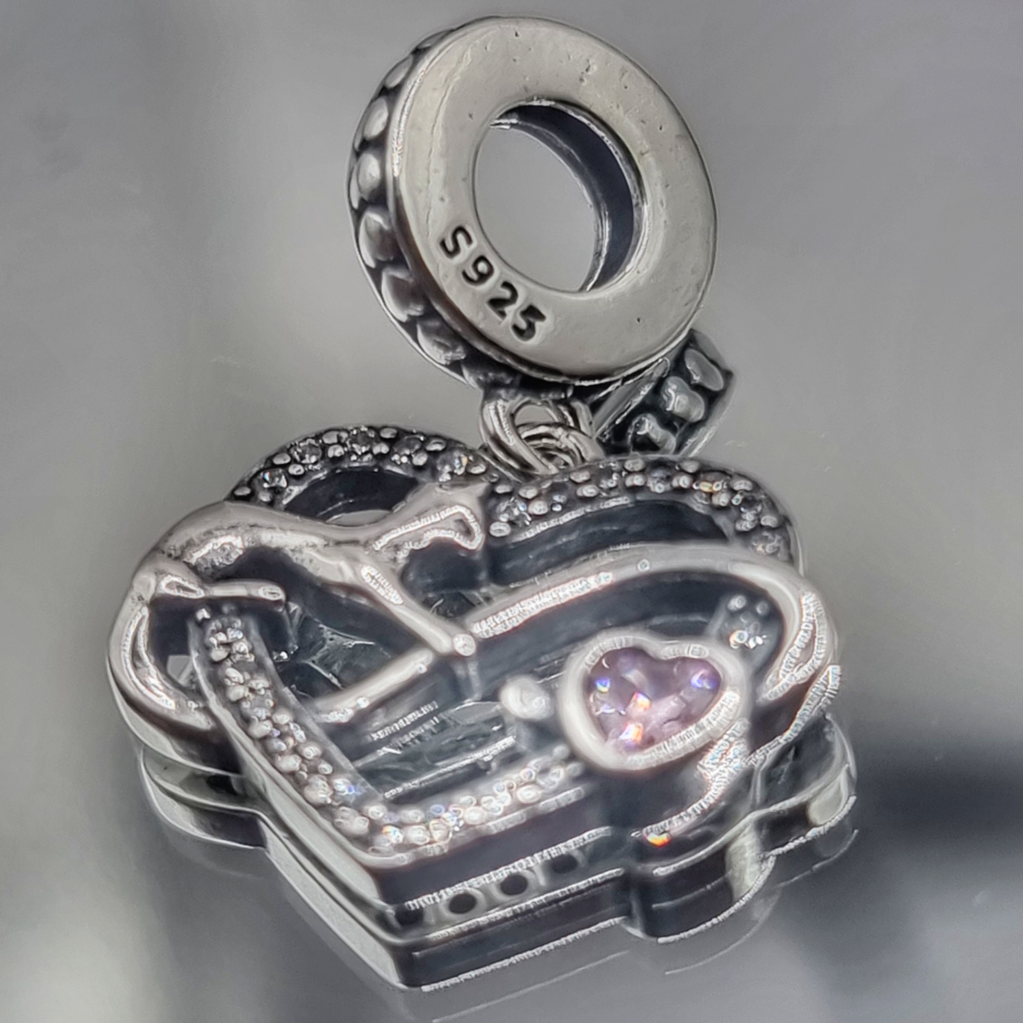 Charm Gatito Corazón Infinito Brillante en Plata 925 -2