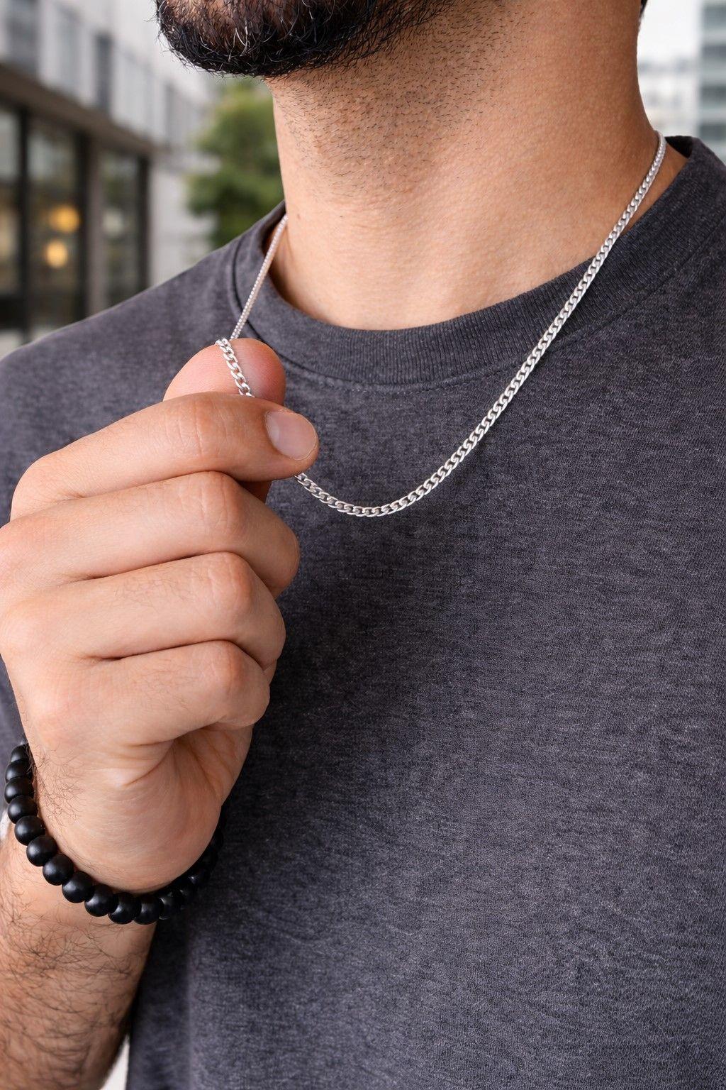 Cadena Grumet 3 mm Hombre en Plata 925 -2