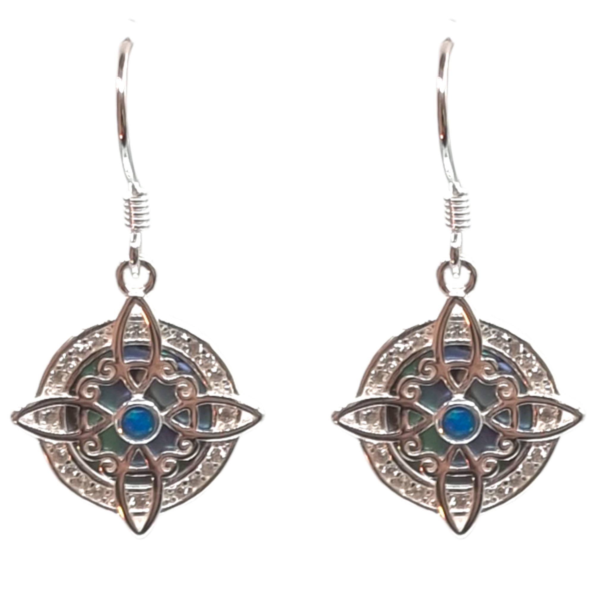 Aros Colgantes Nudo Bruja Ópalo Azul en Plata 925 -2