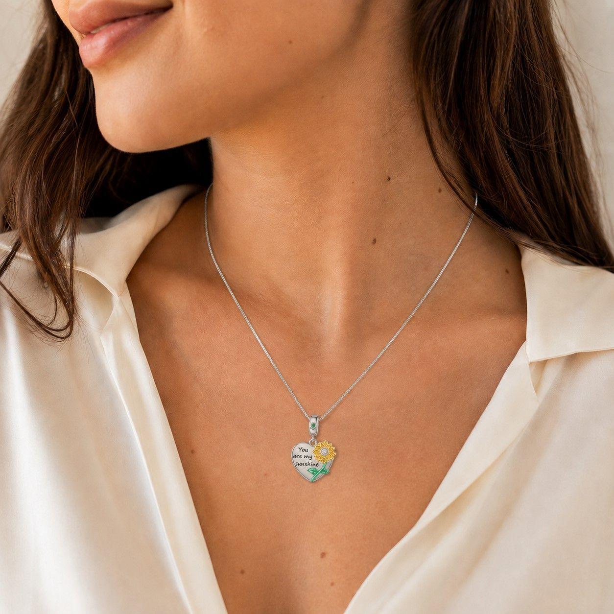 Collar Corazón Girasol Plata 925 -3