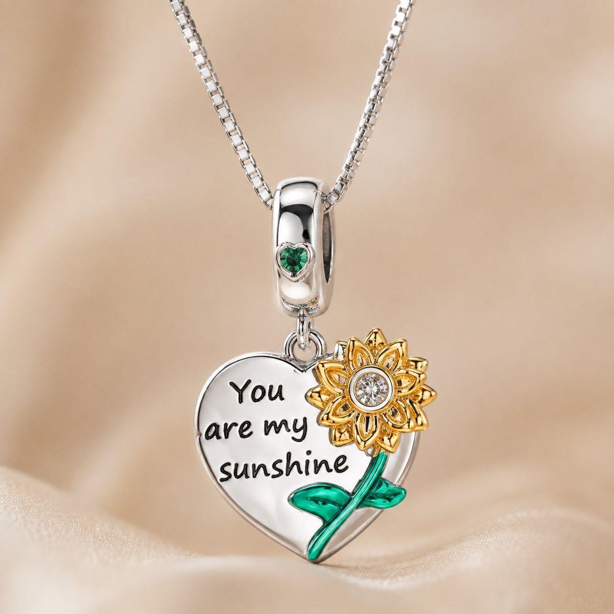 Collar Corazón Girasol Plata 925 -4