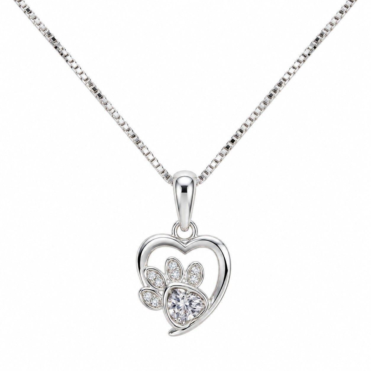 Collar Huella Mascota Circón Plata Ley 925-0