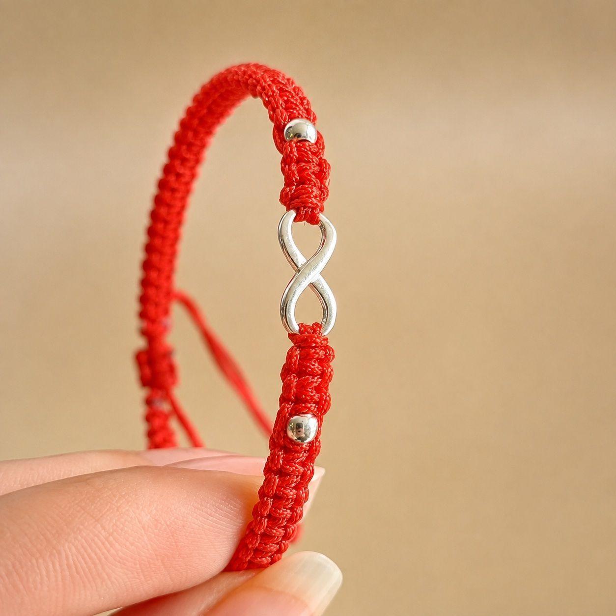 Pulsera Hilo Rojo Infinito Protección Plata 925-3