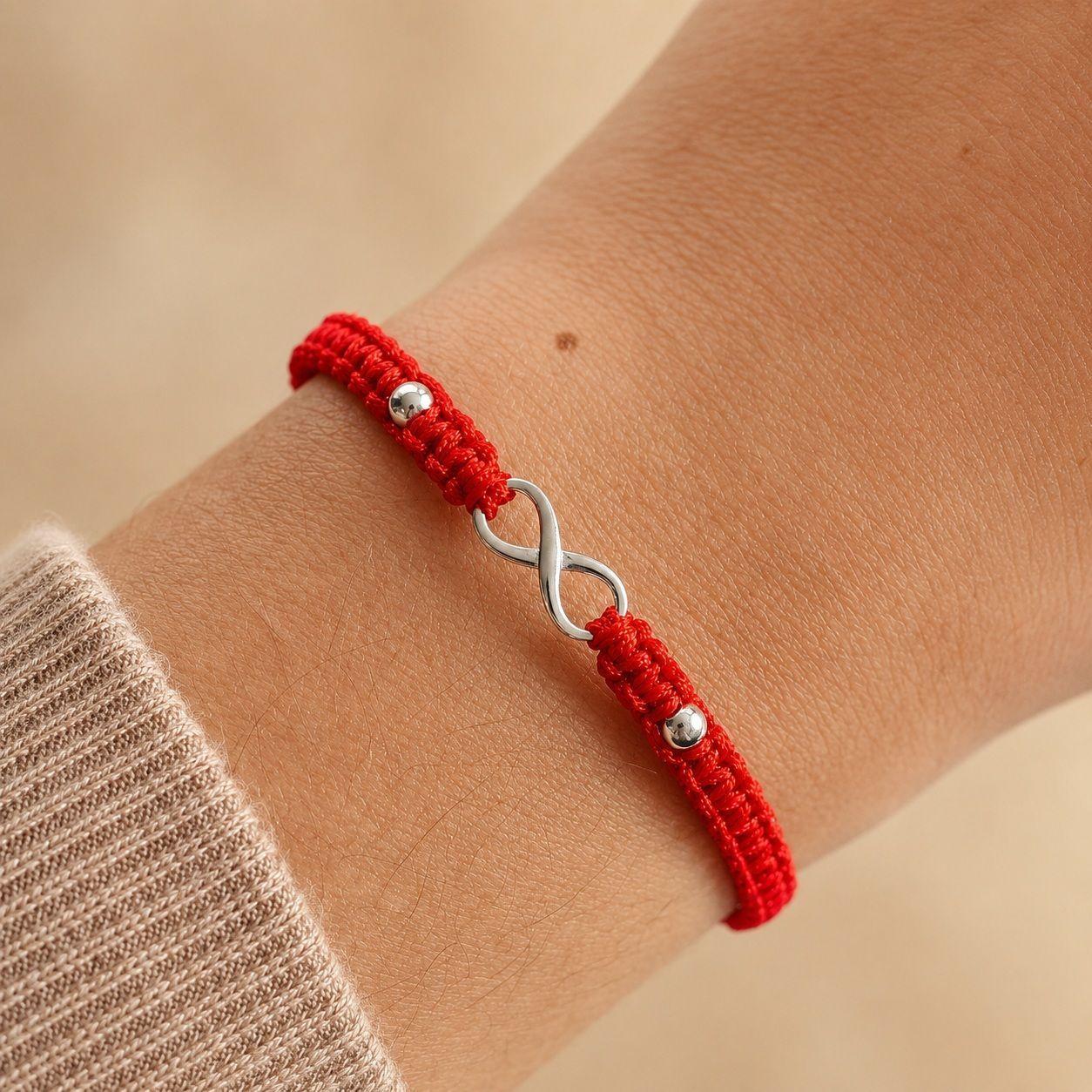 Pulsera Hilo Rojo Infinito Protección Plata 925-4