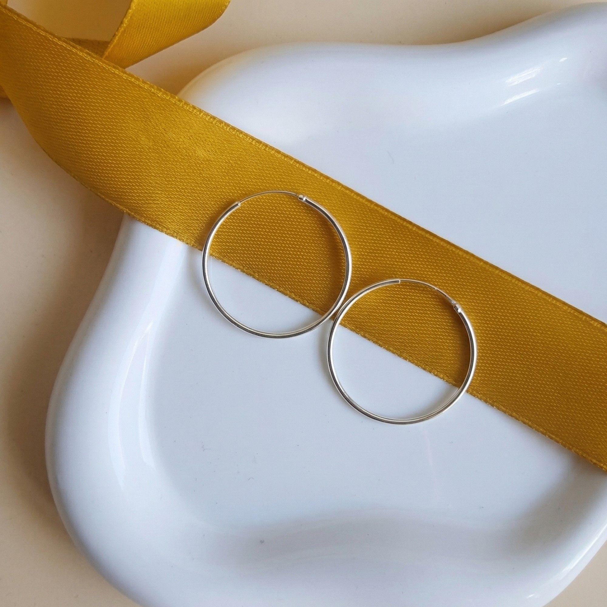 Aros Argolla Lisa 30mm Plata Ley 925  -2