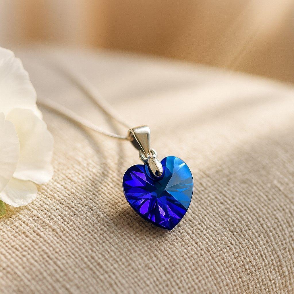 Collar Cristal Austriaco Azul 14mm en Plata 925 -1