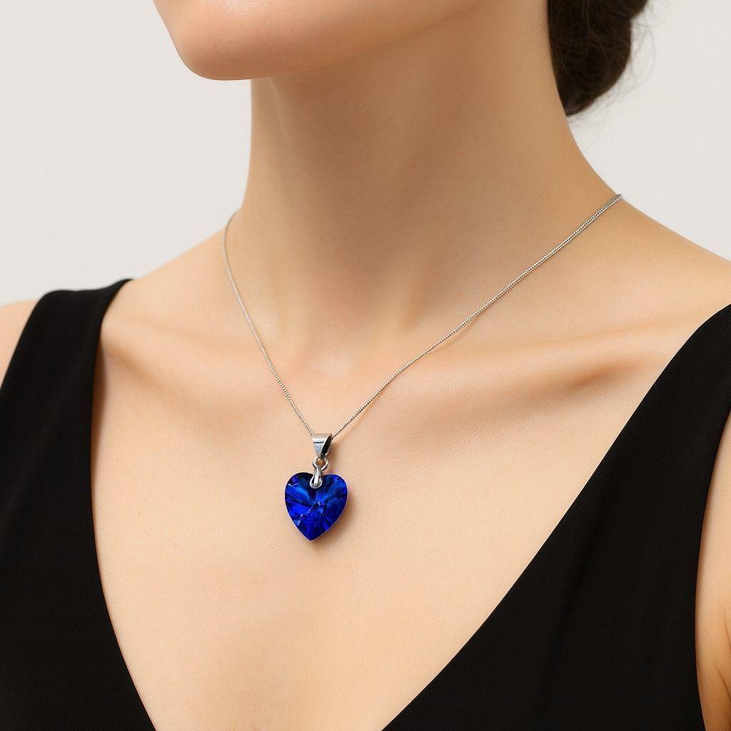 Collar Cristal Austriaco Azul 14mm en Plata 925 -2