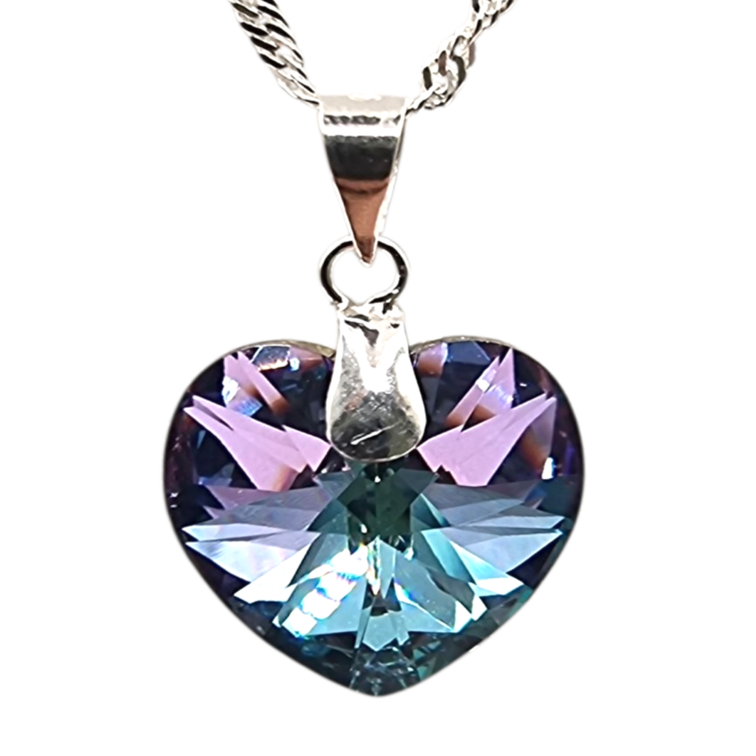 Collar con Cristal Austriaco Tornasol en Plata 925 -0