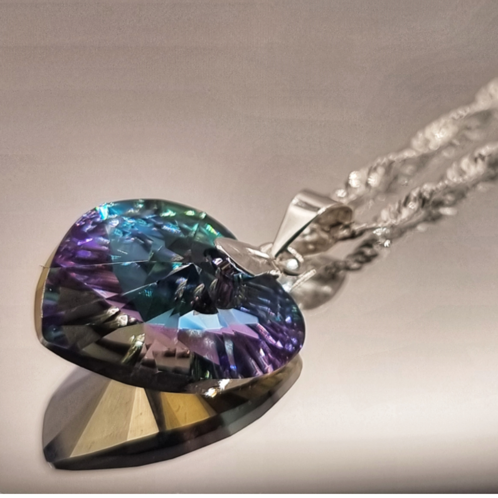 Collar con Cristal Austriaco Tornasol en Plata 925 -1