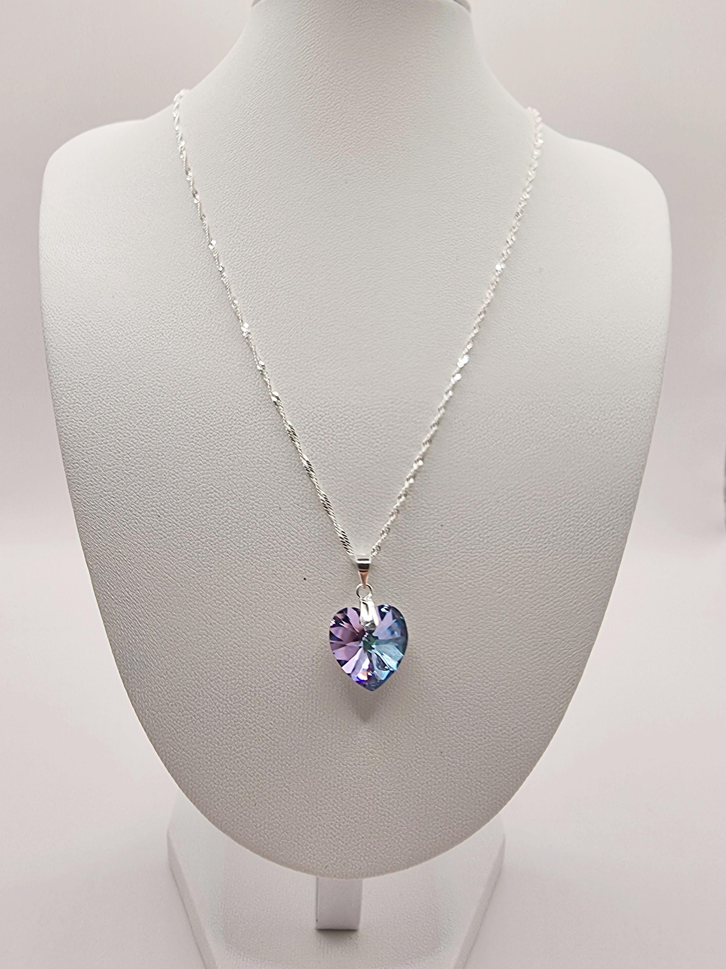 Collar con Cristal Austriaco Tornasol en Plata 925 -2