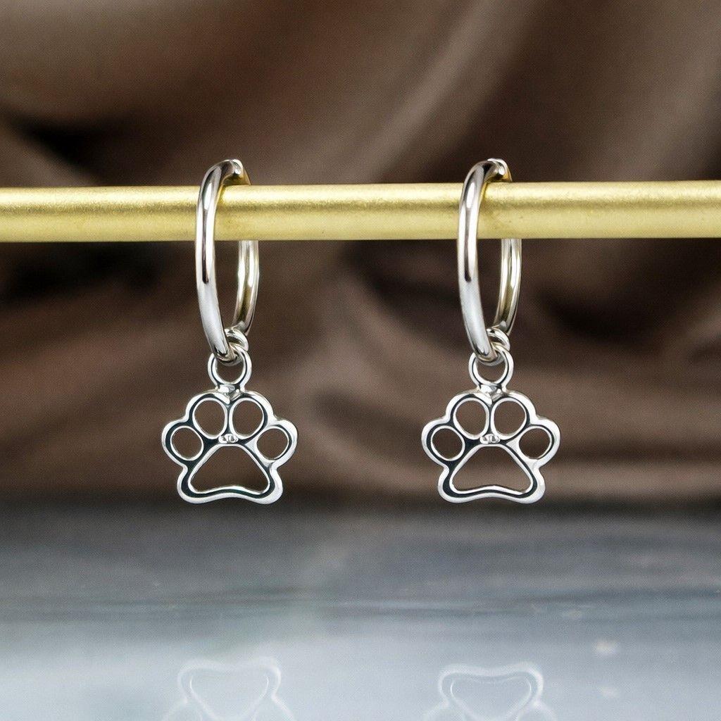 Aros Argolla Huellita Perrito Plata Ley 925  -2