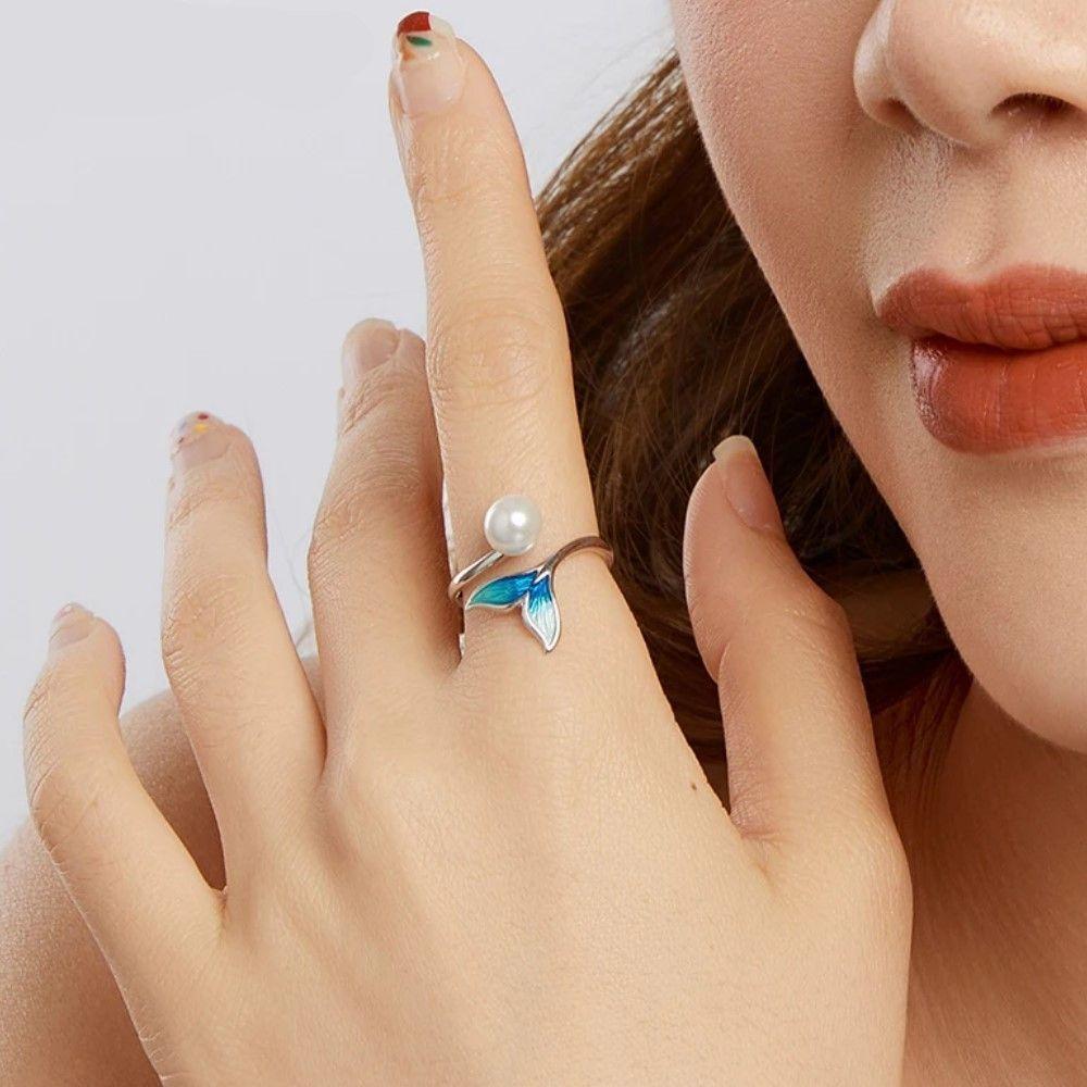 Anillo Ajustable Cola de Sirena con Perla en Plata 925-2