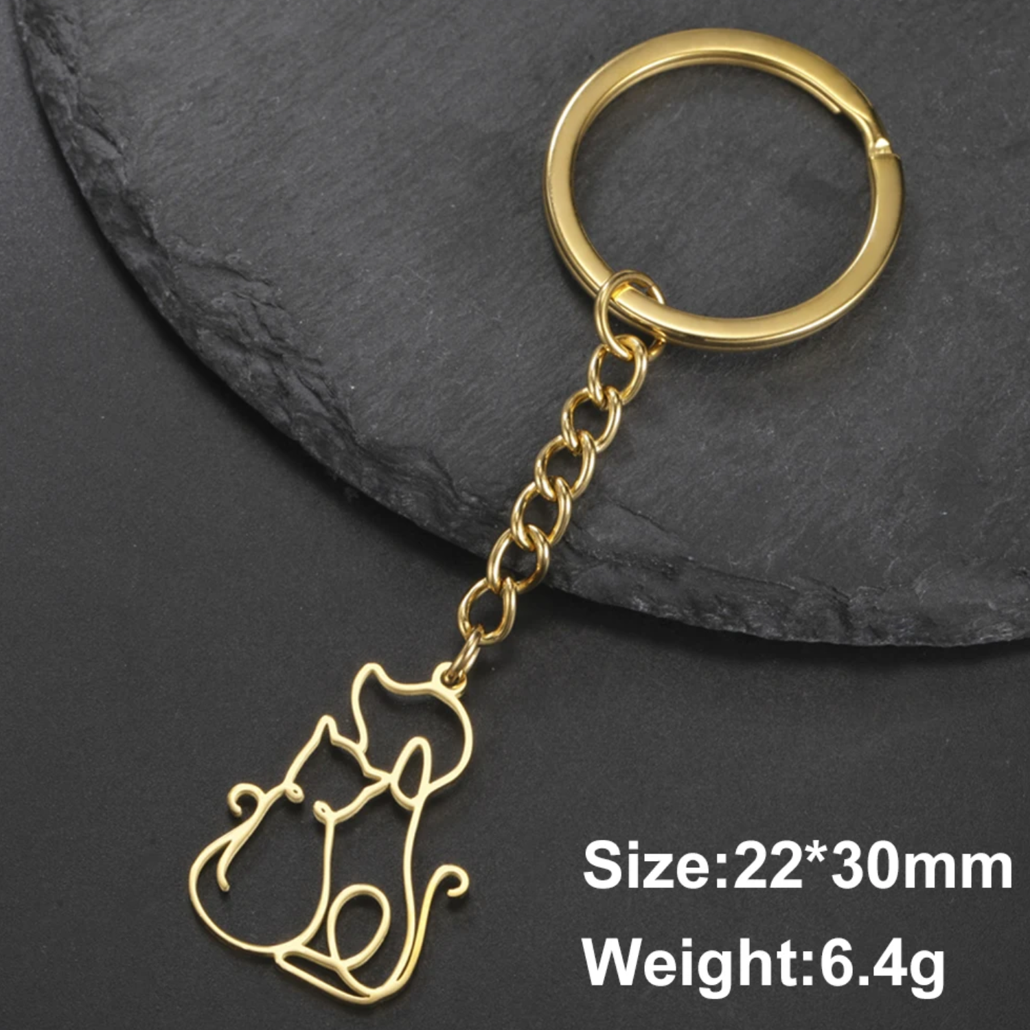 Llavero Perrito y Gatito en Acero Inoxidable -2