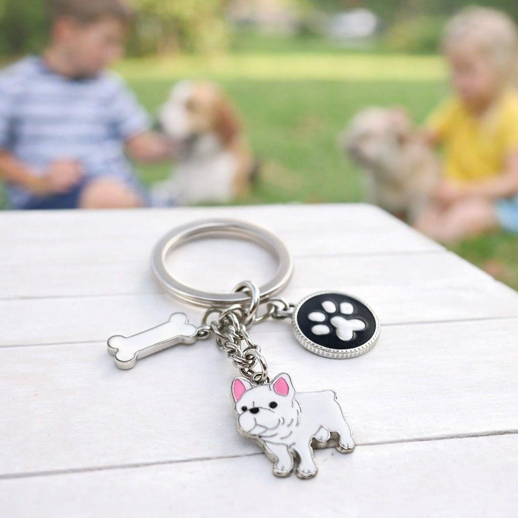 Llavero Perrito Bulldog Francés en Acero Inoxidable -2