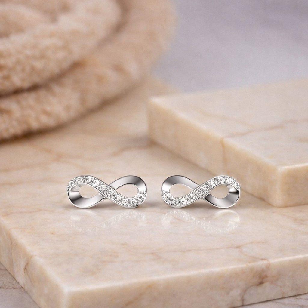 Aros Infinito Circones Brillantes en Plata 925 -2